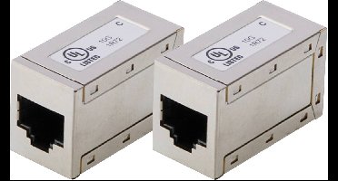Digitus AT-AG-8-8-C6S-2 Digitus CAT 6, modulaire koppeling, afgeschermd - 2 stuks AT-AG-8-8-C6S-2 RJ45, behuizing (koppeling) Aantal polen (sensoren) 8 Zilver