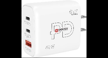 Skross Power Charger 65W PD GaN US USB-oplader 65 W 1x USB-A, 2x USB-C USB PD Wit Binnen