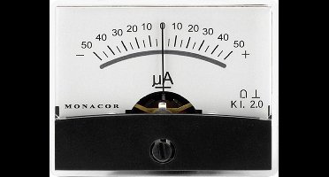 Monacor 0290450 PM-2/+-50UA PM-2/+-50UA draaispul-inbouwinstrument, 0,05 mA