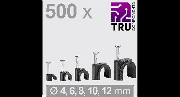 TRU COMPONENTS T24CA132 Spijkerclip TC-13448480 Bundel-Ø (bereik) 2 tot 12 mm Zwart 500 stuk(s)