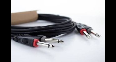 Cordial 14845 Jackplug Audio Aansluitkabel [2x Jackplug male 6,3 mm (mono) - 2x Jackplug male 6,3 mm (mono)] 3 m Zwart PVC-mantel, Tweelingkabel