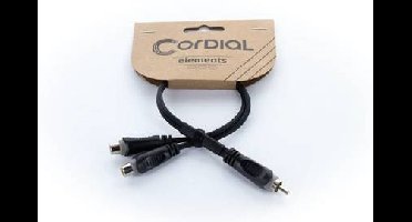 Cordial 14891 Jackplug / Cinch Audio Y-adapter [1x Cinch-stekker - 2x Cinch-koppeling] 0.30 m Zwart PVC-mantel, Tweelingkabel