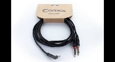 Cordial 14869 Jackplug Audio Y-adapter [1x Jackplug male 3,5 mm - 2x Jackplug male 6,3 mm (mono)] 5 m Zwart PVC-mantel, Tweelingkabel