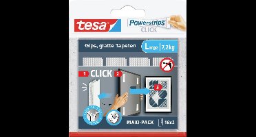 tesa Powerstrips CLICK Large 16x 2 stuks (l x b) 85 mm x 20 mm Inhoud: 16 paar
