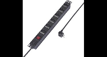 Sygonix SY-6736982 Stekkerdoos 19 inch 6-voudig Zwart Randaarde stekker 1 stuk(s)