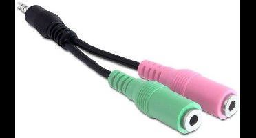 Delock 65344 Jackplug Audio Aansluitkabel [1x Jackplug male 3,5 mm - 1x Jackplug female 3,5 mm] 10 cm Meerdere kleuren
