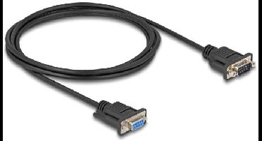 Delock Aansluitkabel Serieel [1x D-sub stekker 9-polig - 1x D-sub bus 9-polig] 2 m Zwart