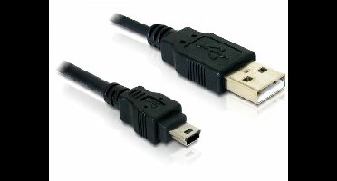Delock 82252 USB-kabel USB 2.0 USB-A stekker, USB-mini-B stekker 1.50 m Zwart