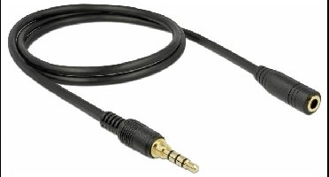 Delock 85629 Audio Verlengkabel [1x Jackplug male 3,5 mm - 1x Jackplug female 3,5 mm] 1 m Zwart