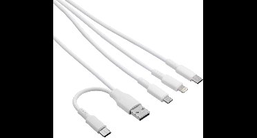 Akyga AK-USB-52 USB-kabel USB-C stekker, USB-A stekker, Apple Lightning stekker, USB-micro-B stekker 1.20 m Wit