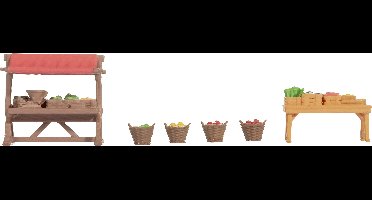 NOCH 14837 H0 toebehoren voor een weekmarkt Kant-en-klaar model