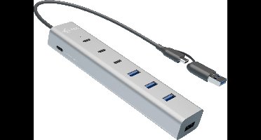 i-tec CAHUBMETAL7 CAHUBMETAL7 USB-hub 4 + 3 poorten USB-A, USB-C USB 3.1 Gen1 5 GBit/s Grijs