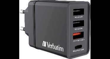 Verbatim CHR-30EU1 USB-oplader 30 W 3x USB-A, 1x USB-C USB PD, QC 3.0, USB PD 3.0 Zwart