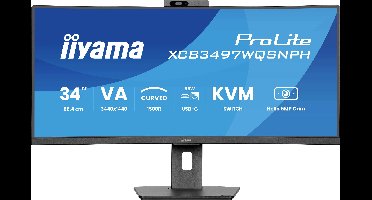 Iiyama XCB3497WQSNPH-B1 LED-monitor Energielabel F (A - G) 86.4 cm (34 inch) 3440 x 1440 Pixel 21:9 0.4 ms Microfoonaansluiting VA LED