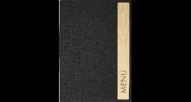 Sigel SM221 Menumap Bambus DIN A5 1 stuk(s) Incl. 2 dubbele transparante hoezen voor 8 paginas, Rubberen binding Donkergrijs, Beige