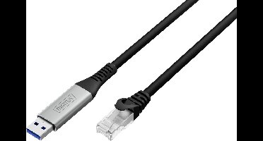 Digitus USB, USB 3.2 Gen 1 (USB 3.0) Adapterkabel [1x USB, USB 3.2 Gen 1 (USB 3.0) - 1x RJ45, RJ45-stekker] AK-300600-020-S 2 m Folie afscherming, Afscherming