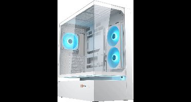 Cougar CFV235 Midi-tower PC-behuizing Wit 1 voorgeïnstalleerde ventilator, Geïntegreerde verlichting, Zijvenster, Stoffilter