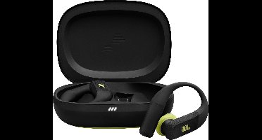JBL Endurance Peak 4 In Ear oordopjes Draadloos, Bluetooth Zwart, Lime Noise Cancelling Oplaadbox, Oorbeugel, Bestand tegen zweet, Waterbestendig,