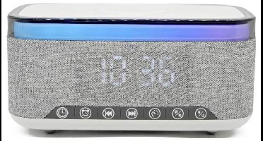 Denver CRQ-225 Wekkerradio FM Bluetooth, MP3, SD, FM, AUX Draadloos opladen, Wekfunctie Grijs