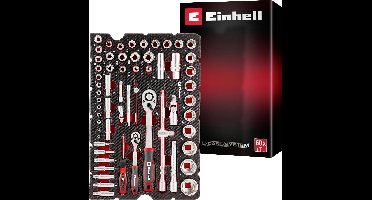 Einhell Stecknuss & Ratschen-Set 60-tlg. Einleger Pad 370520 Inlegstuk Rood/zwart