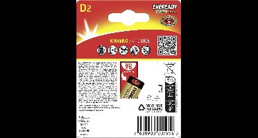 Eveready E304396900 D batterij (mono) Alkaline 1.5 V 2 stuk(s)