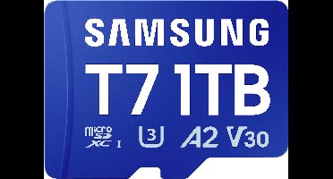 Samsung T7 microSDXC-kaart Retail 1 TB UHS-I U3, A2 Application Performance Class, Class 10, v30 Video Speed Class