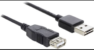 Delock 83370 USB-kabel USB 2.0 USB-A stekker, USB-A bus 1.00 m Zwart Stekker past op beide manieren, Vergulde steekcontacten, UL gecertificeerd