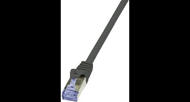 LogiLink CQ3023S RJ45 Netwerkkabel, patchkabel CAT 6A S/FTP 0.50 m Zwart Vlambestendig, Snagless 1 stuk(s)