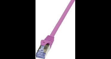 LogiLink CQ3089S RJ45 Netwerkkabel, patchkabel CAT 6A S/FTP 7.50 m Pink Vlambestendig, Snagless 1 stuk(s)
