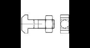 TOOLCRAFT 106076 Hamerkopbout M20 90 mm Vierkant DIN 186 Staal 10 stuk(s)