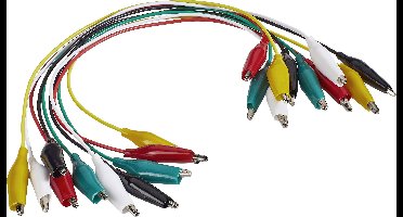 VOLTCRAFT KS-280/0.1 Meetsnoerenset Krokodilklem Krokodilklem 0.28 m Zwart, Rood, Geel, Groen, Wit 1 set(s)