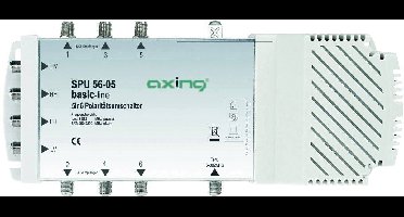 Axing SPU 56-05 Satelliet multiswitch Ingangen (satelliet): 5 (4 satelliet / 1 terrestrisch) Aantal gebruikers: 6 geschikt voor Quad LNB