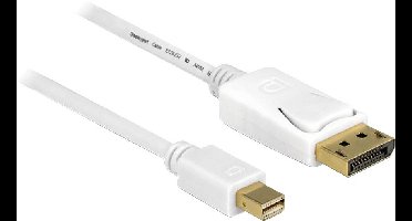 Delock 83485 DisplayPort-kabel Mini-displayport / DisplayPort Adapterkabel Mini DisplayPort-stekker, DisplayPort-stekker 7.00 m Wit Vergulde steekcontacten