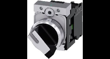 Siemens 3SU11502BF601BA0 3SU1150-2BF60-1BA0 Draaischakelaar Metalen frontring, Hoogglans Zwart, Wit 1 x 90 ° 1 stuk(s)