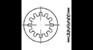 TOOLCRAFT 138379 Tandveerring Binnendiameter: 7.4 mm DIN 6797 Verenstaal Galvanisch verzinkt 250 stuk(s)
