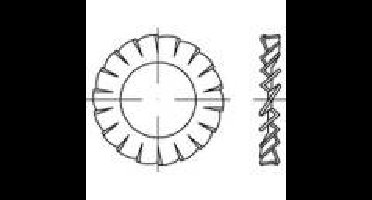 TOOLCRAFT 138457 Gekartelde schijven Binnendiameter: 8.4 mm DIN 6798 Verenstaal Galvanisch verzinkt 250 stuk(s)