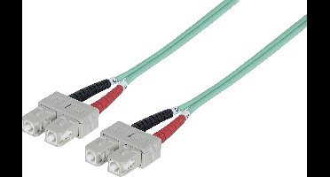 Intellinet 750844 Glasvezel Optische vezel Aansluitkabel 5.00 m Turquoise [1x SC-stekker - 1x SC-stekker] 50/125 µ Multimode OM3