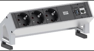 Bachmann 902.501 Stekkerdoos 3-voudig Zwart, Zilver Randaarde stekker 1 stuk(s)