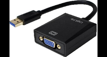 LogiLink UA0231 USB / VGA Adapter [1x USB 3.2 Gen 1 stekker A (USB 3.0) - 1x VGA-bus] Zwart 10.00 cm