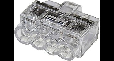 HellermannTyton 148-90038 HCPM-4 Verbindingsklem Flexibel: 1-2.5 mm² Massief: 0.5-2.5 mm² Aantal polen: 4 1 stuk(s) Transparant