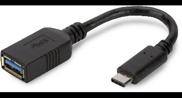 Digitus USB 3.2 Gen 1 (USB 3.0) Adapter [1x USB 3.2 Gen 1 bus A (USB 3.0) - 1x USB 3.2 Gen 1 stekker C (USB 3.0)] AK-300315-001-S 0.15 m Rond, Stekker past op