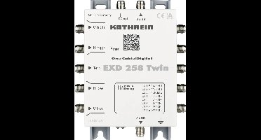 Kathrein EXD 258 Twin Satelliet multiswitch cascade unicable Ingangen (satelliet): 5 (4 satelliet / 1 terrestrisch) Aantal gebruikers: 16