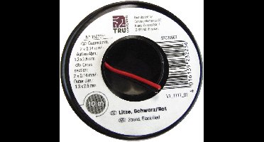 TRU COMPONENTS 1567051 Draad 2 x 0.14 mm² Zwart, Rood 10 m
