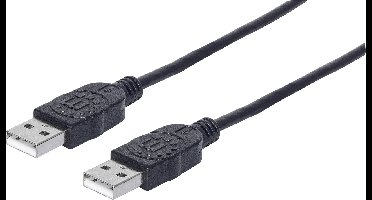 Manhattan 353892 USB-kabel USB 2.0 USB-A stekker, USB-A stekker 1.00 m Zwart Folie afscherming, UL gecertificeerd, Vergulde steekcontacten