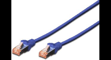 Digitus DK-1644-100/B RJ45 Netwerkkabel, patchkabel CAT 6 S/FTP 10.00 m Blauw Afscherming gevlochten, Halogeenvrij, Vlambestendig, Folie afscherming,