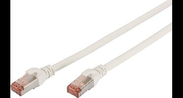 Digitus DK-1644-100/WH RJ45 Netwerkkabel, patchkabel CAT 6 S/FTP 10.00 m Wit Vlambestendig, Folie afscherming, Afscherming gevlochten, Afgeschermd,