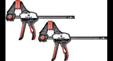 TOOLCRAFT 1544398-2 Set van 2 eenhandklemmen 150 x 85 mm Spanbreedte (max.):150 mm Afmeting, lengte: 380 mm Afm. werkbereik:85 mm