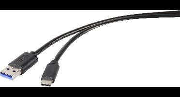 Renkforce RF-4536472 USB-kabel USB 3.2 Gen1 USB-A stekker, USB-C stekker 0.30 m Zwart