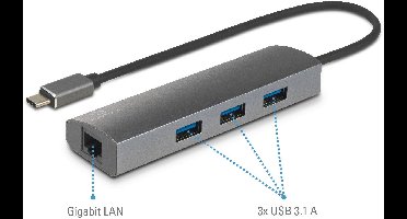 Renkforce Netwerkadapter/Hub 1 GBit/s USB-C 3.2 Gen 1, LAN (10/100/1000 MBit/s), USB-A 3.2 Gen 1