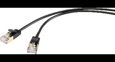 Renkforce RF-4538184 RJ45 Netwerkkabel, patchkabel CAT 8.1 F/FTP 0.25 m Zwart Extreem dun, Vergulde steekcontacten 1 stuk(s)